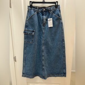 NWT J Galt Denim Midi Skirt with Pocket